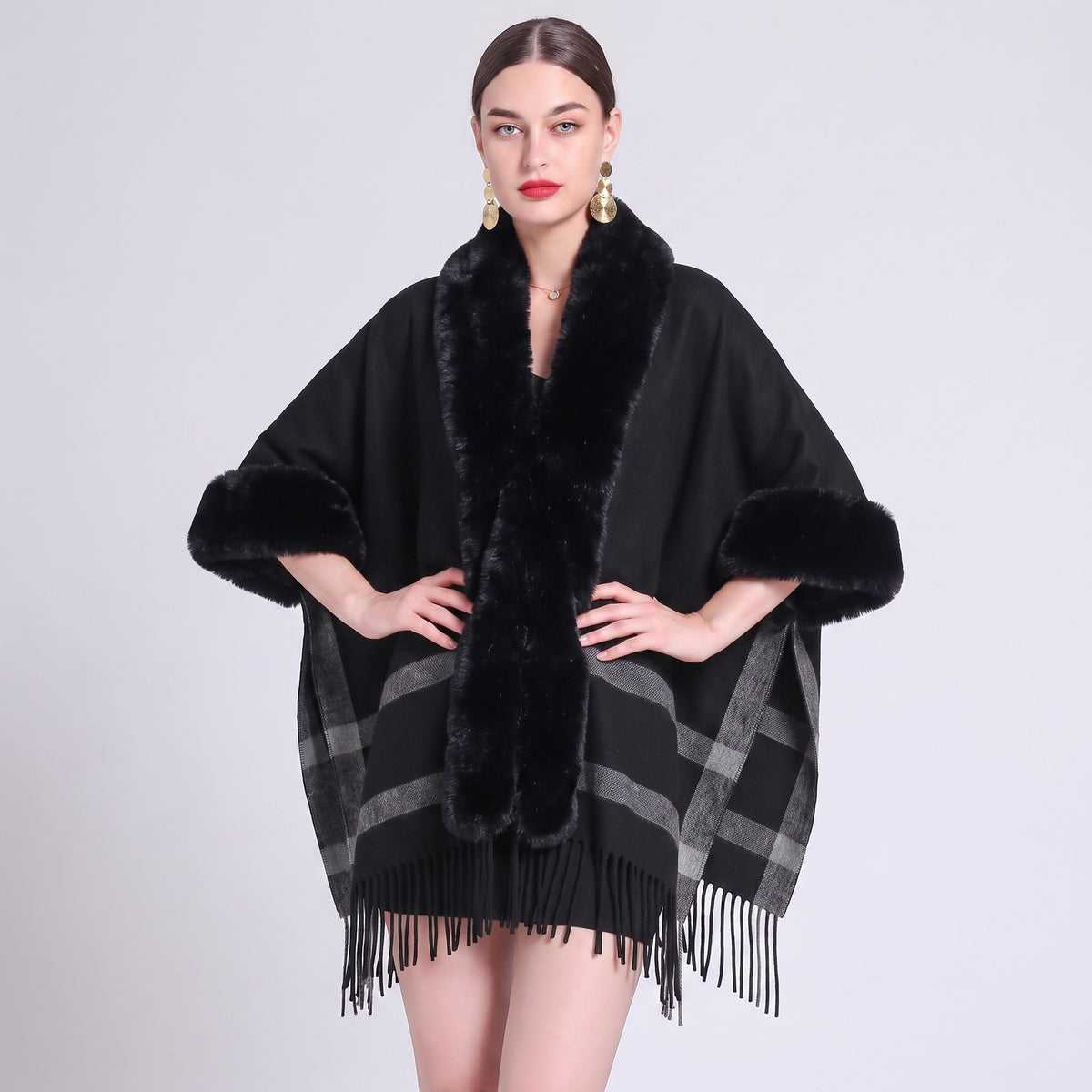 Knit Tassel Scarf Shawl – Plaid, Leopard & Solid Patterns, 110 × 150 cm