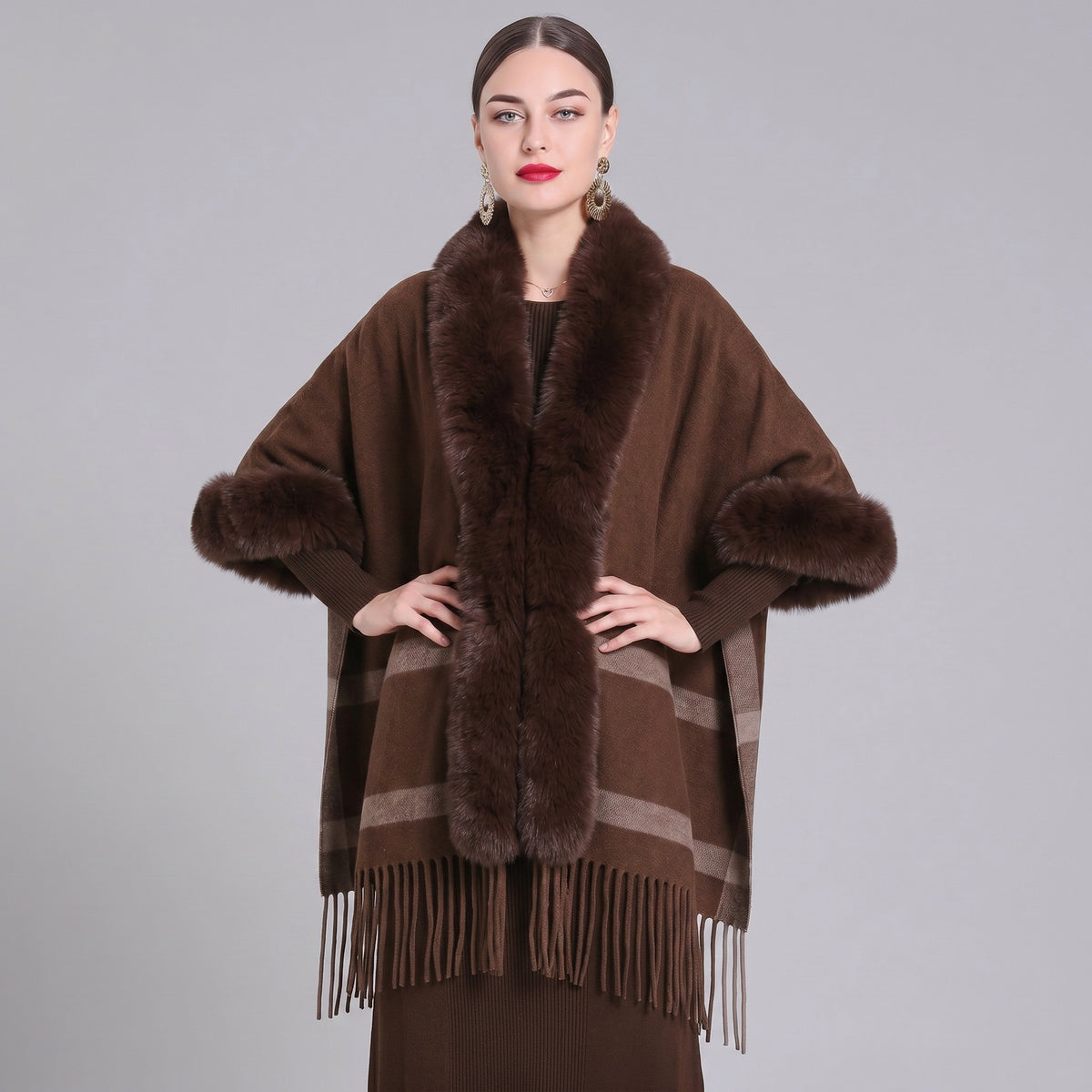 Knit Tassel Scarf Shawl – Plaid, Leopard & Solid Patterns, 110 × 150 cm