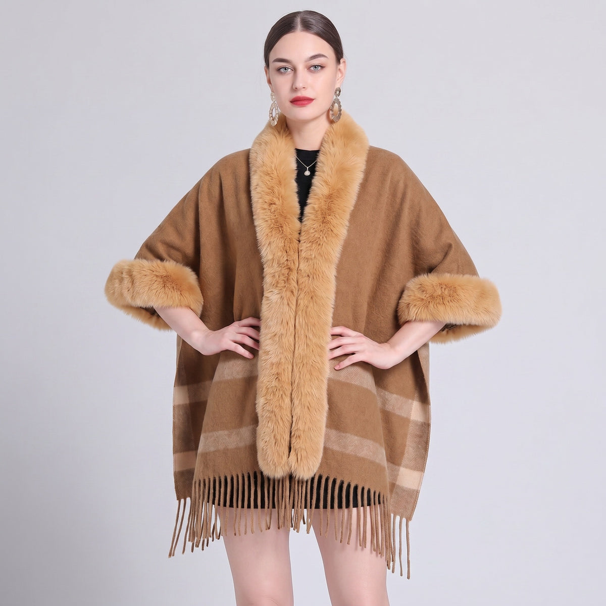 Knit Tassel Scarf Shawl – Plaid, Leopard & Solid Patterns, 110 × 150 cm