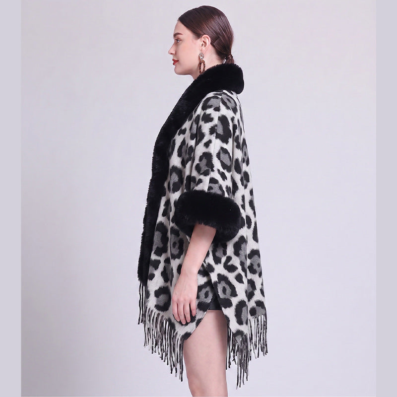 Knit Tassel Scarf Shawl – Plaid, Leopard & Solid Patterns, 110 × 150 cm
