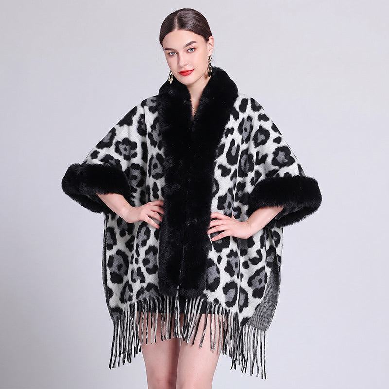 Knit Tassel Scarf Shawl – Plaid, Leopard & Solid Patterns, 110 × 150 cm