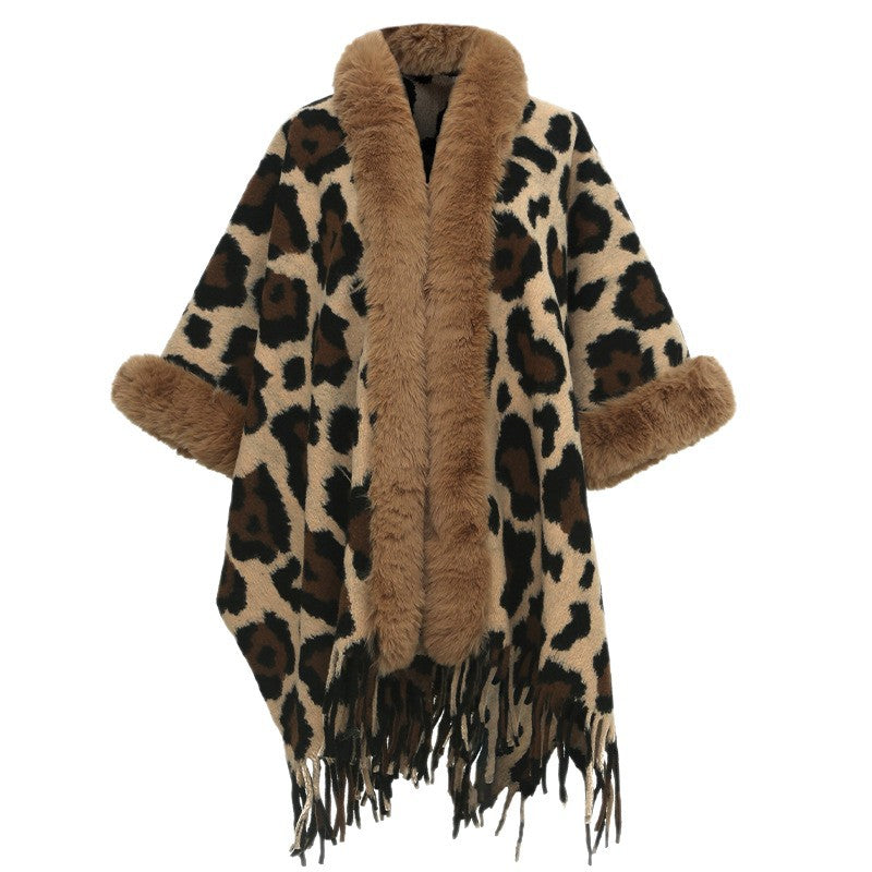 Knit Tassel Scarf Shawl – Plaid, Leopard & Solid Patterns, 110 × 150 cm