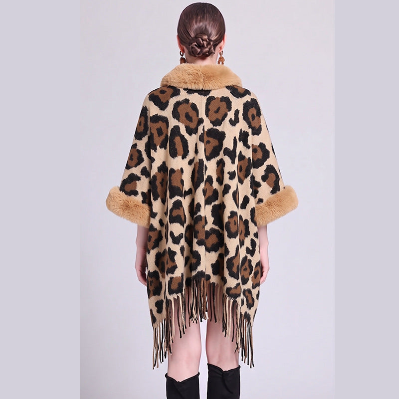 Knit Tassel Scarf Shawl – Plaid, Leopard & Solid Patterns, 110 × 150 cm