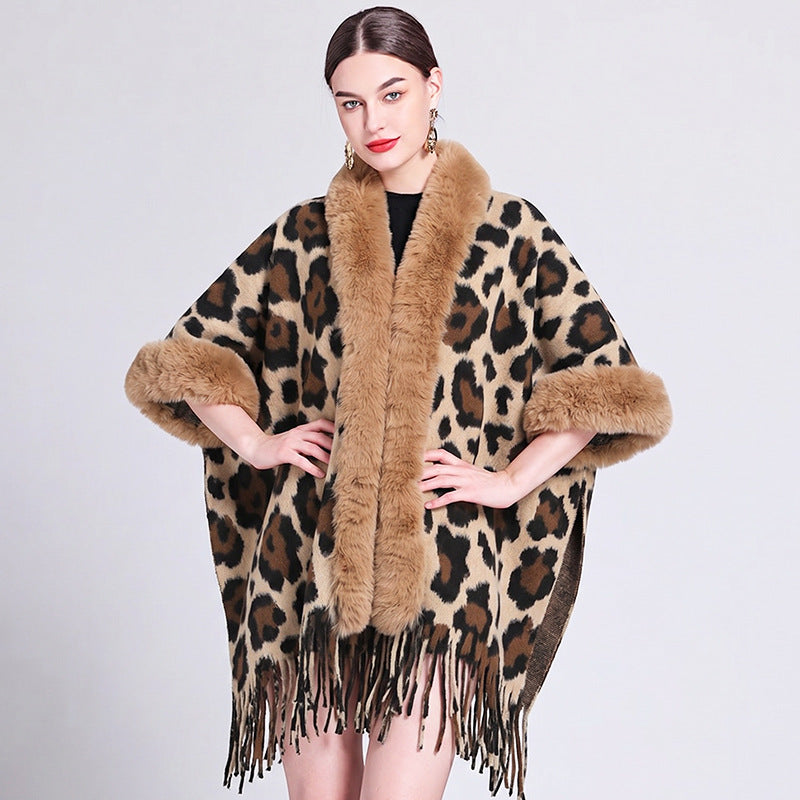 Knit Tassel Scarf Shawl – Plaid, Leopard & Solid Patterns, 110 × 150 cm