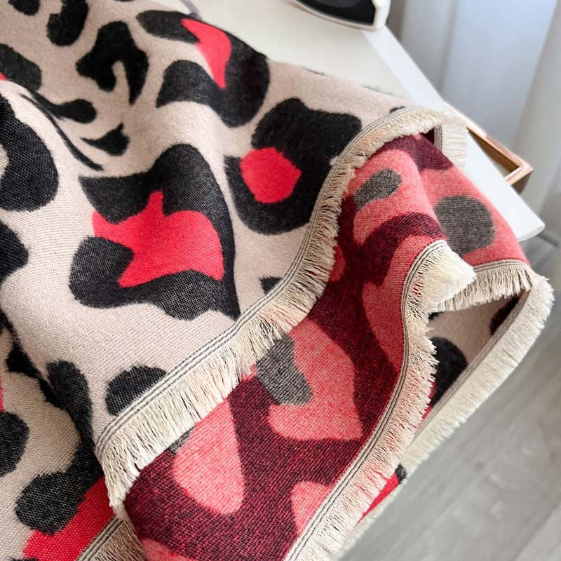 Leopard Print Jacquard Double-Sided Scarf – Winter Wrap, 185 × 65 cm