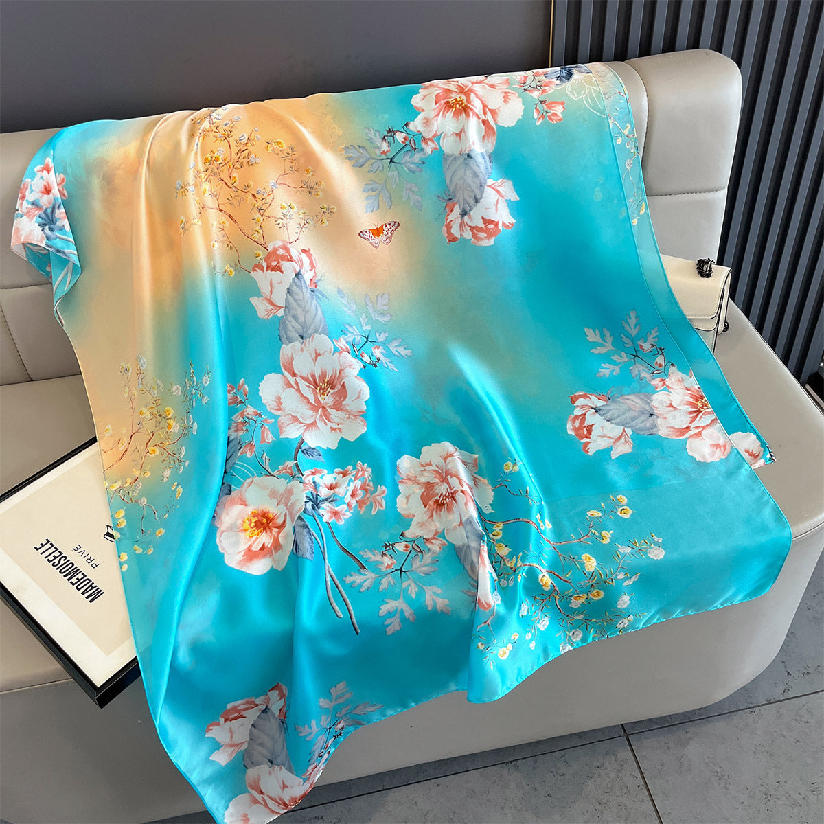 Lightweight Floral Travel Scarf – Long Shawl, 85 × 180 cm