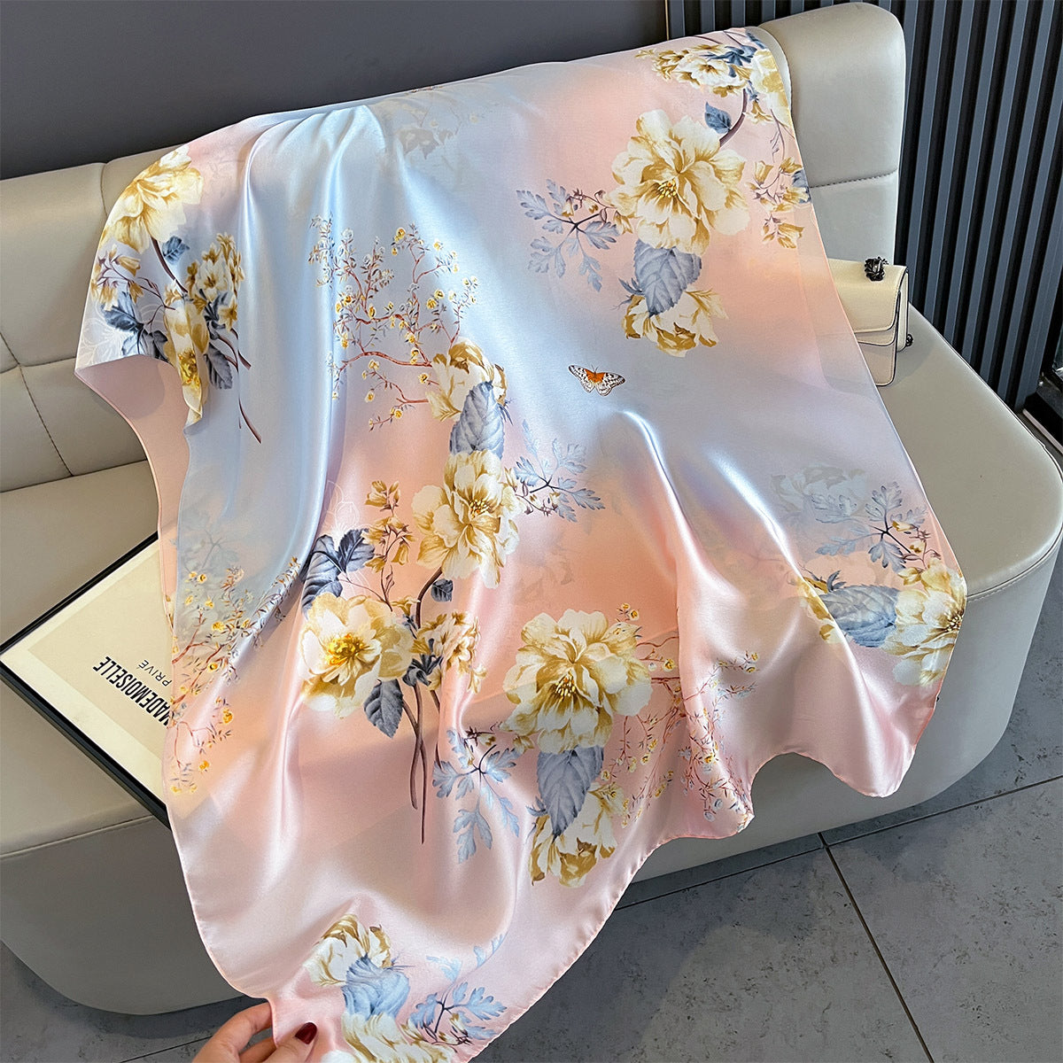 Lightweight Floral Travel Scarf – Long Shawl, 85 × 180 cm