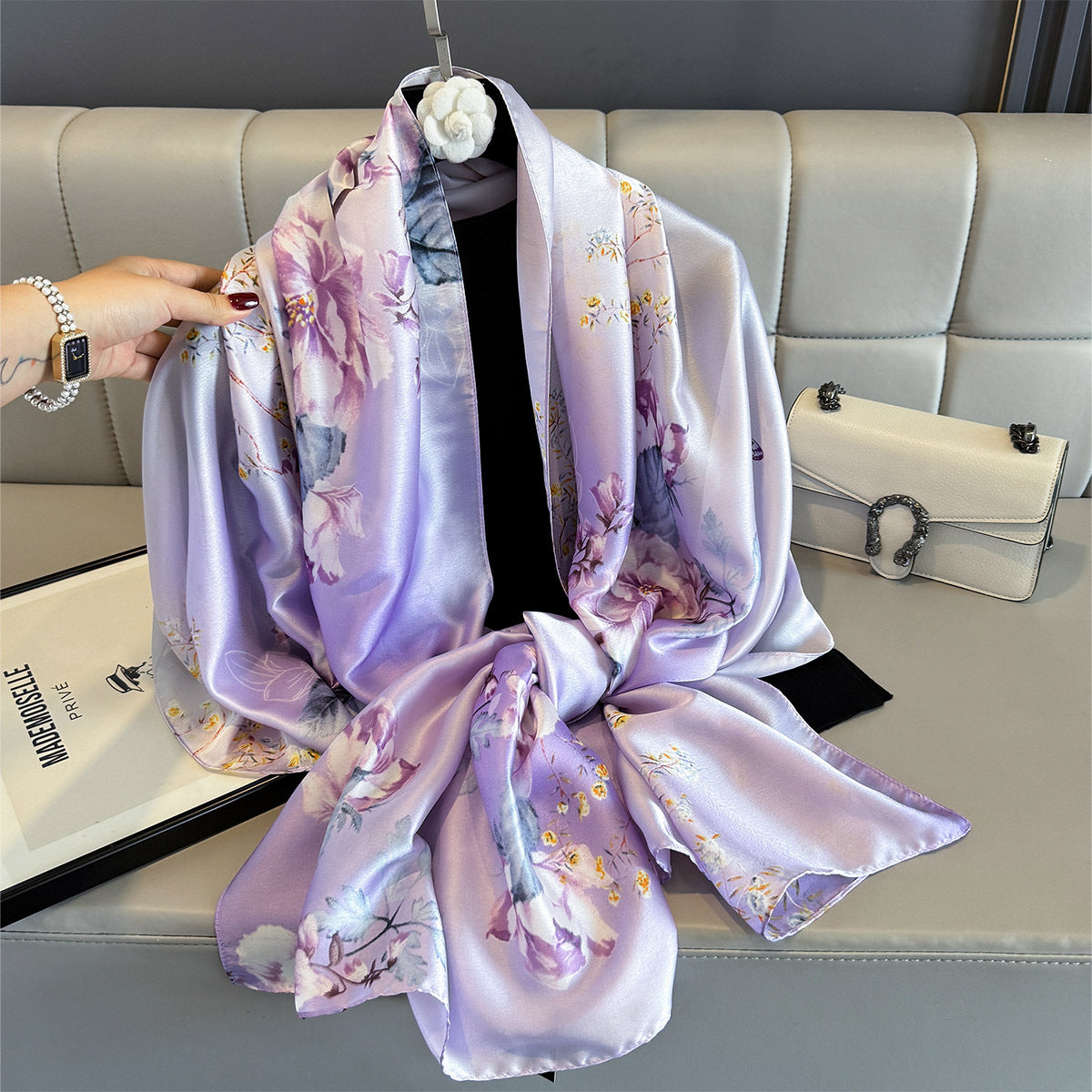 Lightweight Floral Travel Scarf – Long Shawl, 85 × 180 cm
