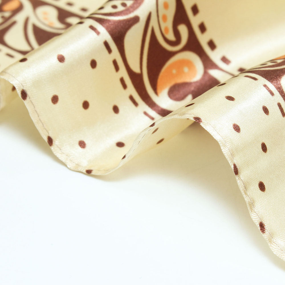 Paisley & Chain Print Satin Square Scarf – Headscarf, 90 × 90 cm