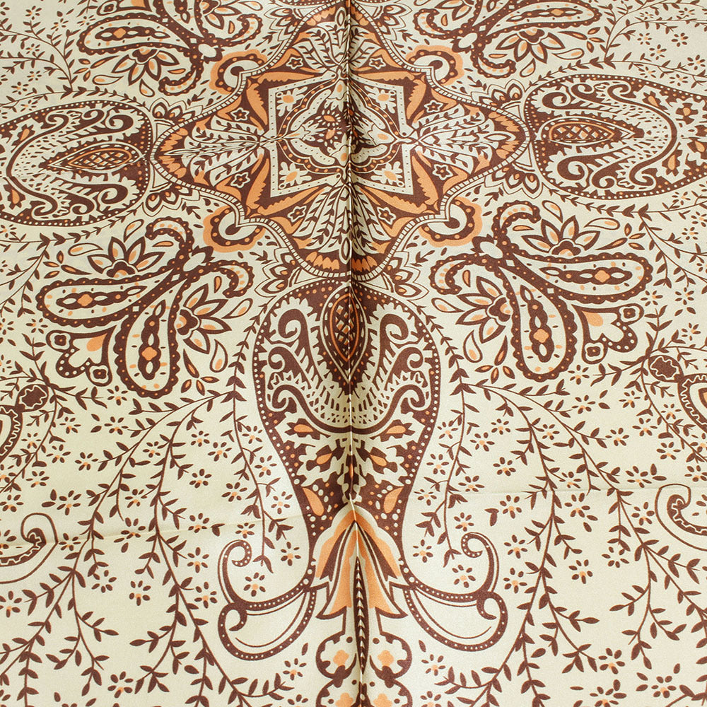 Paisley & Chain Print Satin Square Scarf – Headscarf, 90 × 90 cm
