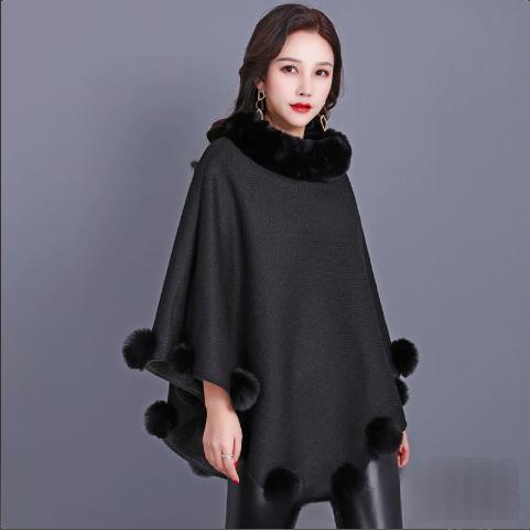 Pom-Pom Trim Pullover Cape – Women's Poncho, 6 Colors