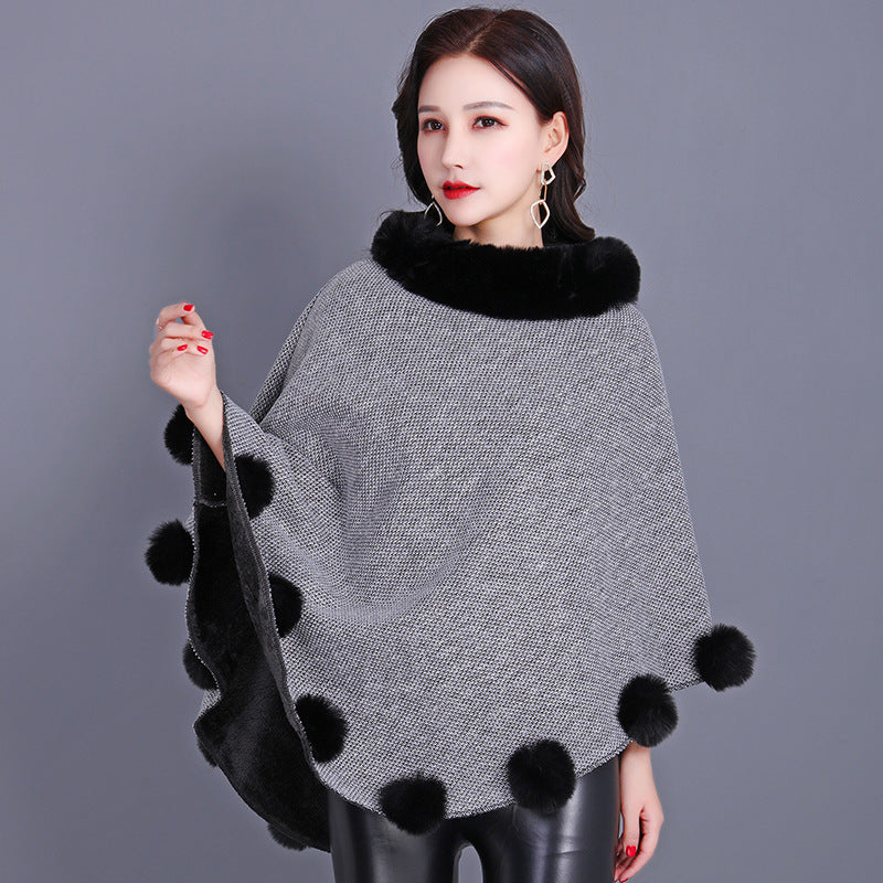 Pom-Pom Trim Pullover Cape – Women's Poncho, 6 Colors