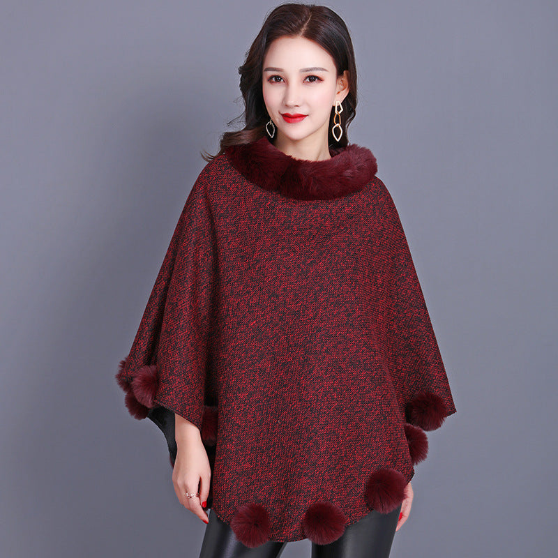 Pom-Pom Trim Pullover Cape – Women's Poncho, 6 Colors