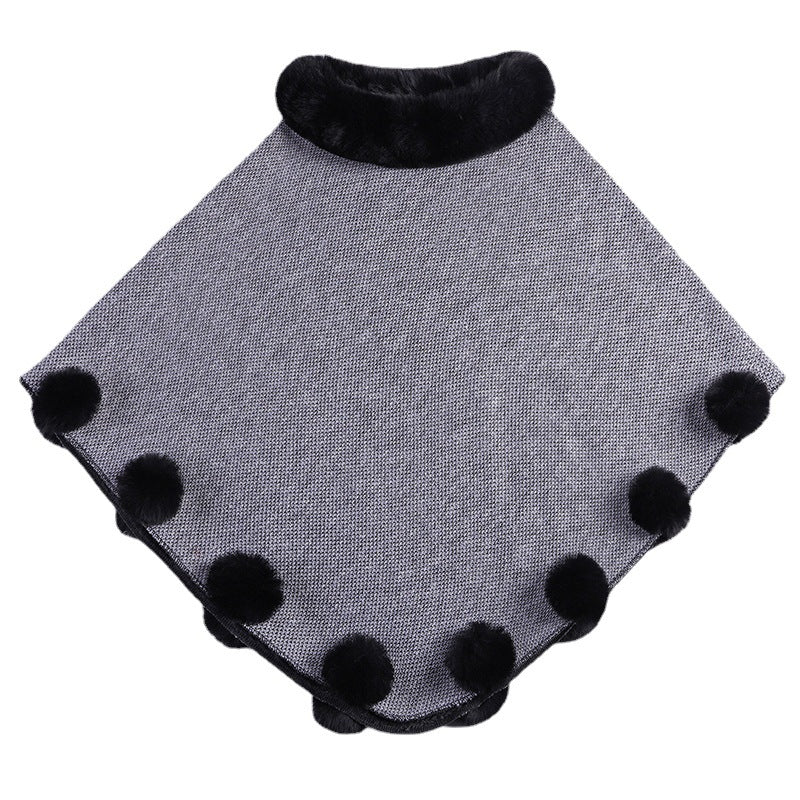Pom-Pom Trim Pullover Cape – Women's Poncho, 6 Colors