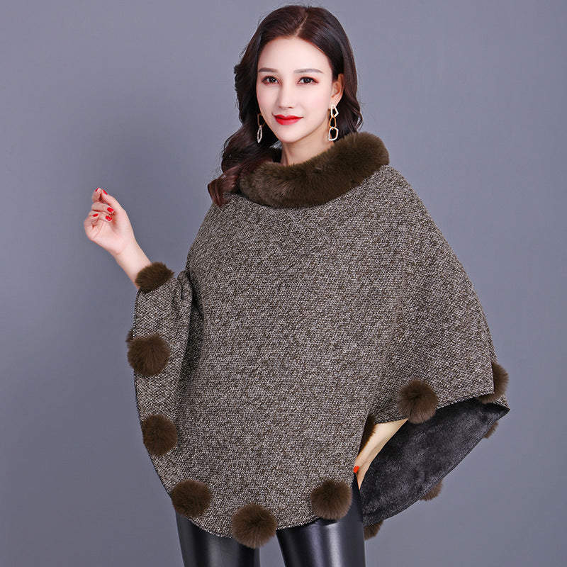 Pom-Pom Trim Pullover Cape – Women's Poncho, 6 Colors