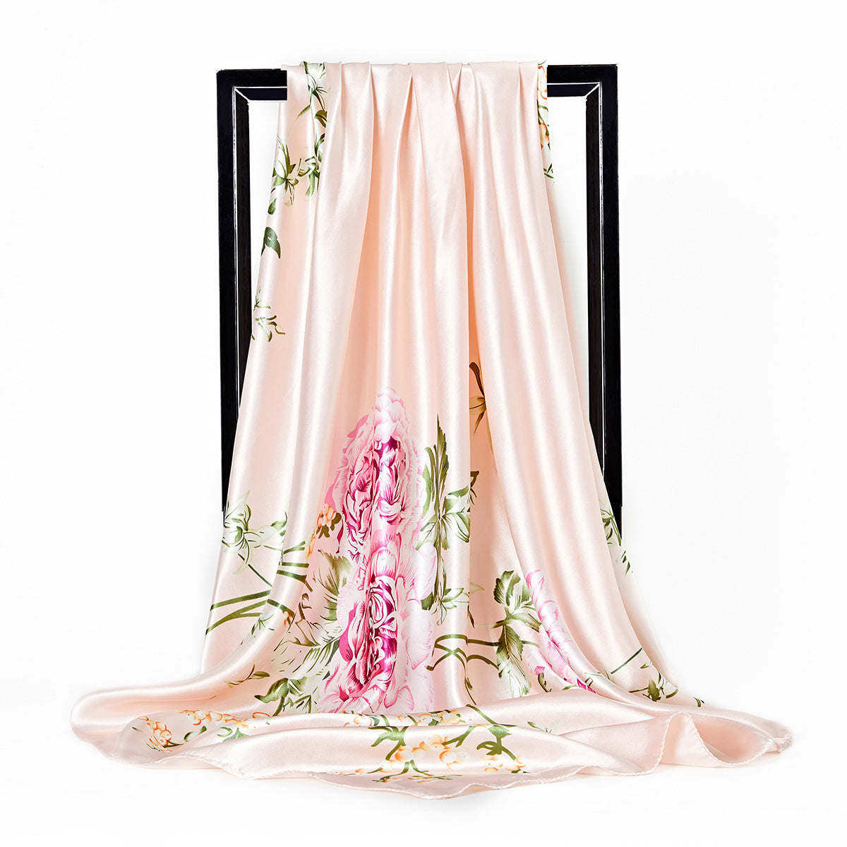 Retro Print Satin Square Scarf – Headscarf, 90 × 90 cm, 24 Designs