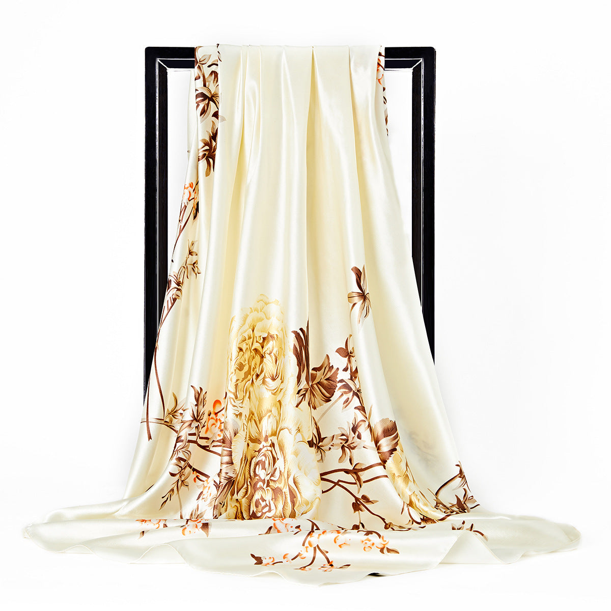 Retro Print Satin Square Scarf – Headscarf, 90 × 90 cm, 24 Designs