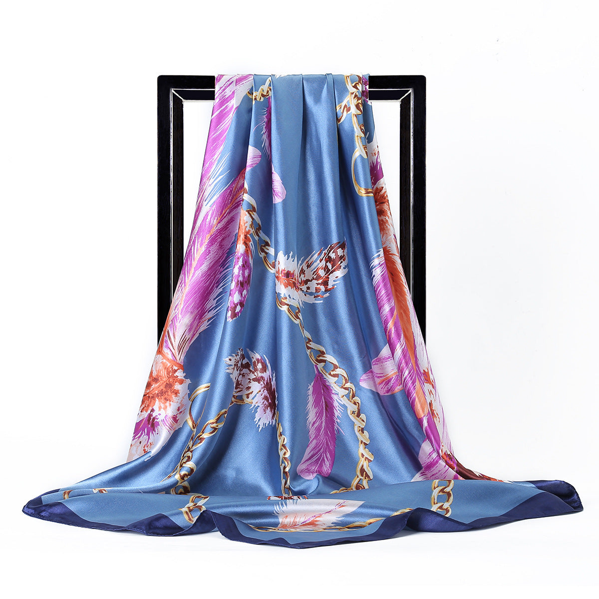 Retro Print Satin Square Scarf – Headscarf, 90 × 90 cm, 24 Designs
