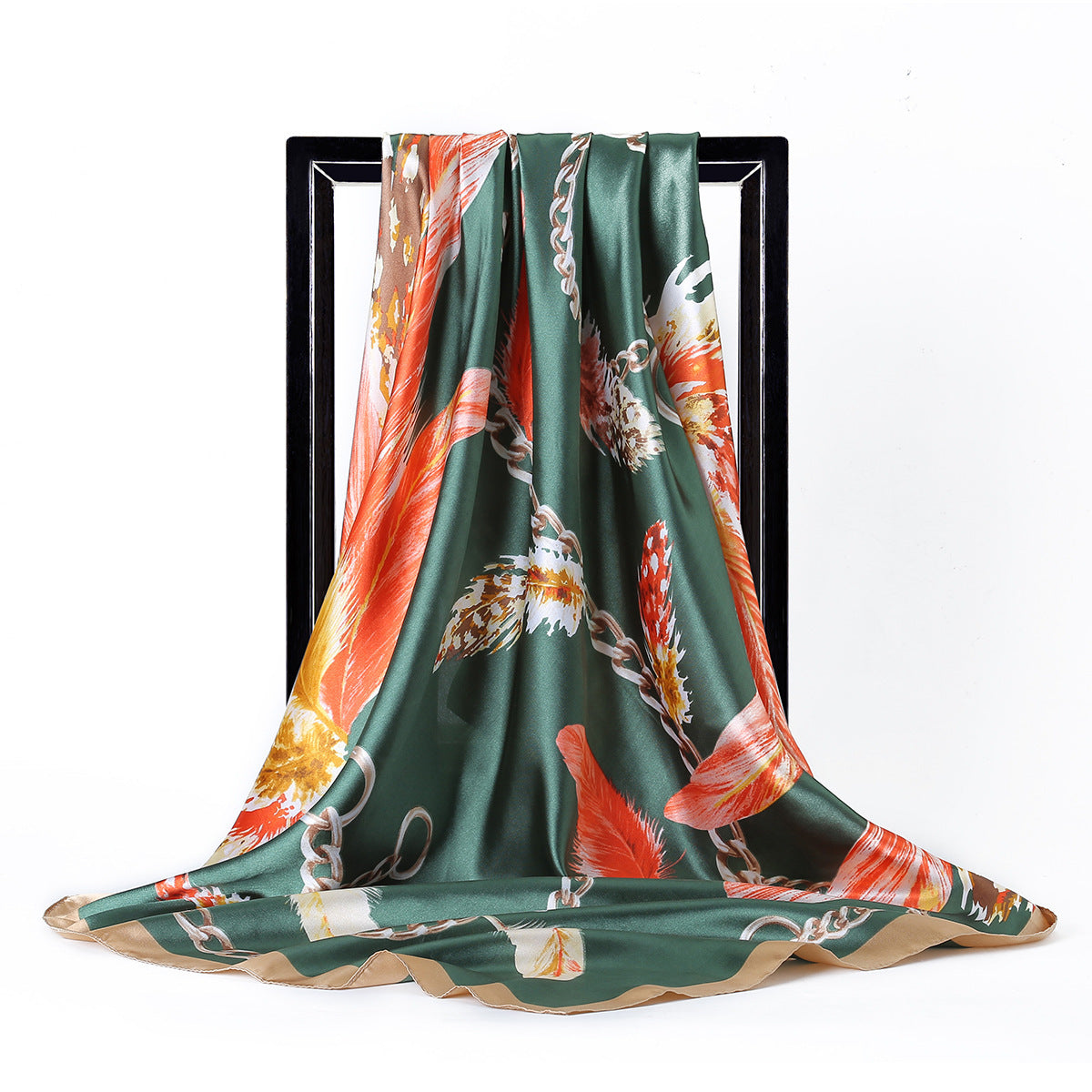 Retro Print Satin Square Scarf – Headscarf, 90 × 90 cm, 24 Designs