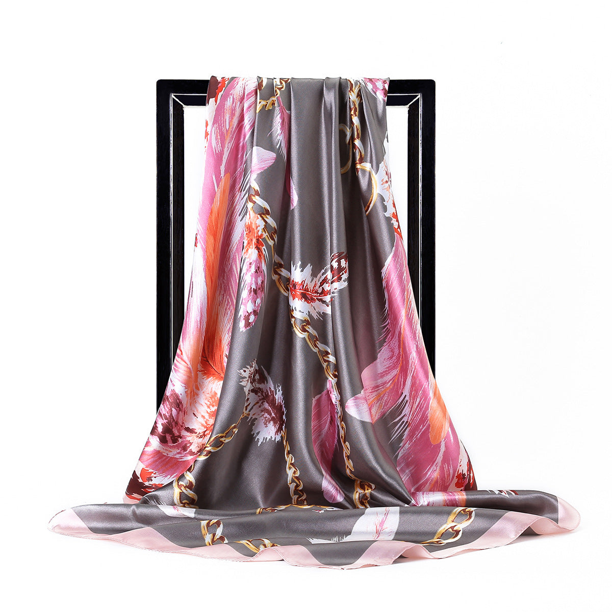 Retro Print Satin Square Scarf – Headscarf, 90 × 90 cm, 24 Designs
