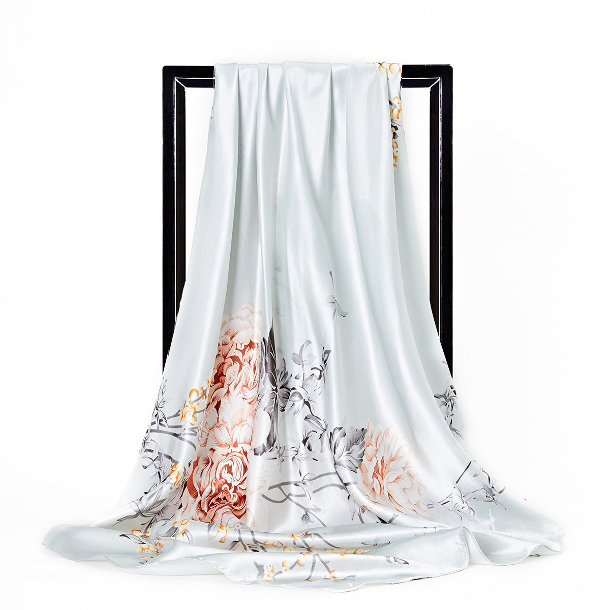 Retro Print Satin Square Scarf – Headscarf, 90 × 90 cm, 24 Designs
