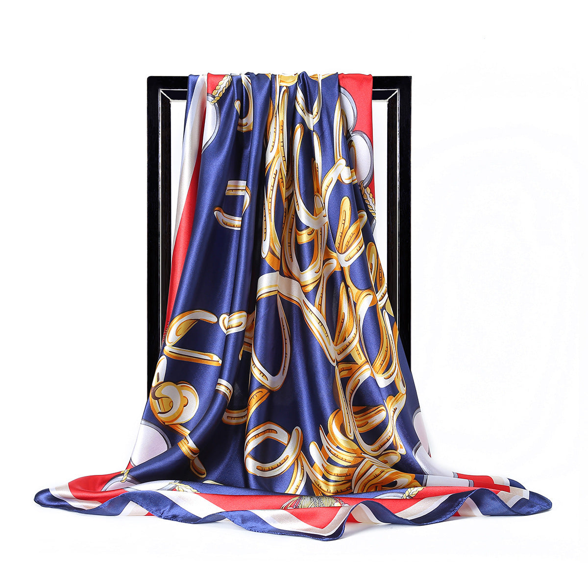 Retro Print Satin Square Scarf – Headscarf, 90 × 90 cm, 24 Designs