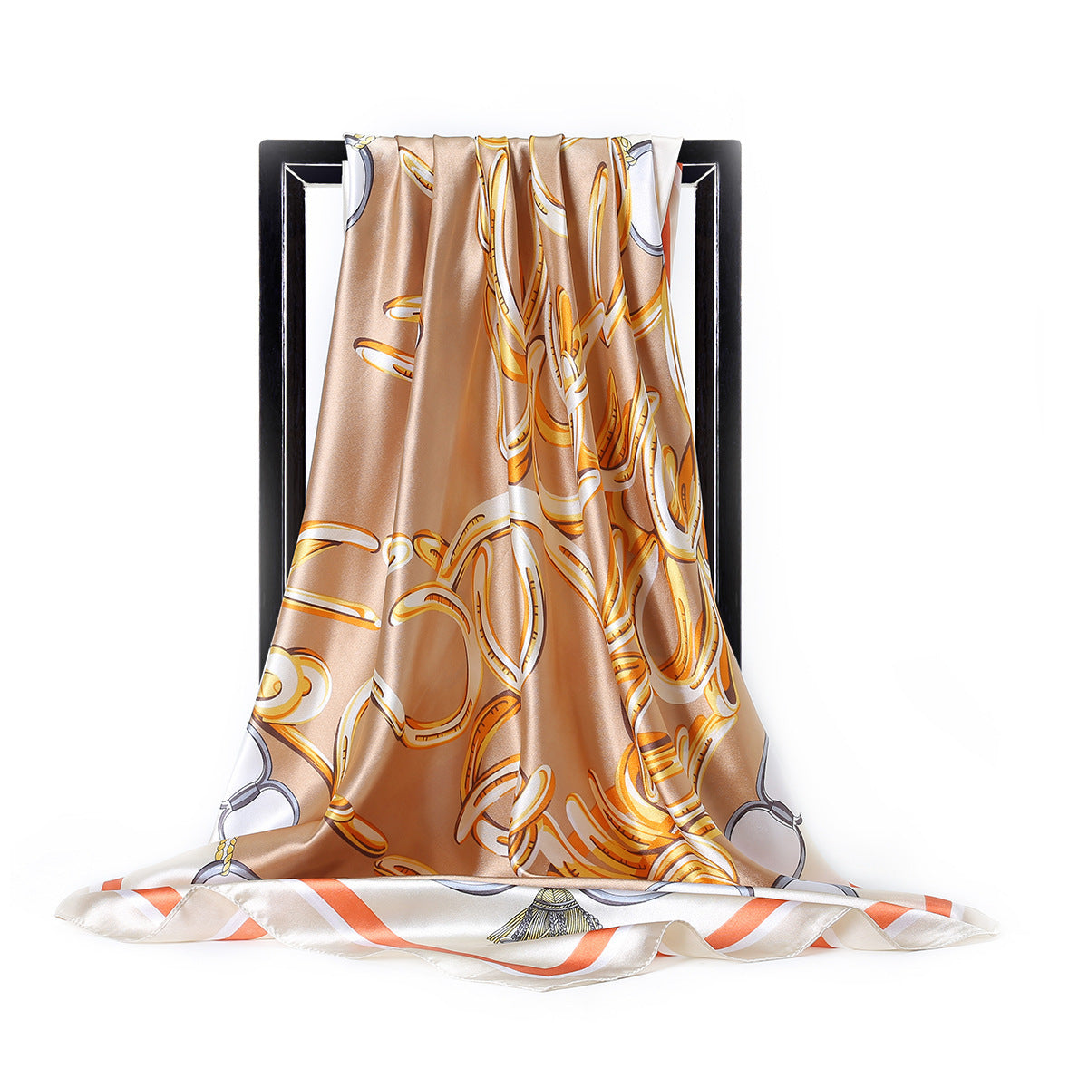 Retro Print Satin Square Scarf – Headscarf, 90 × 90 cm, 24 Designs