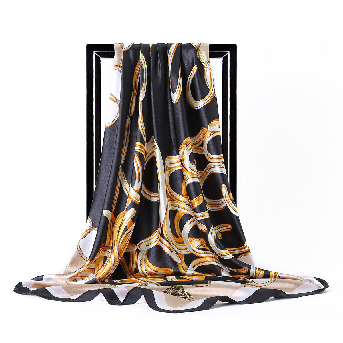 Retro Print Satin Square Scarf – Headscarf, 90 × 90 cm, 24 Designs