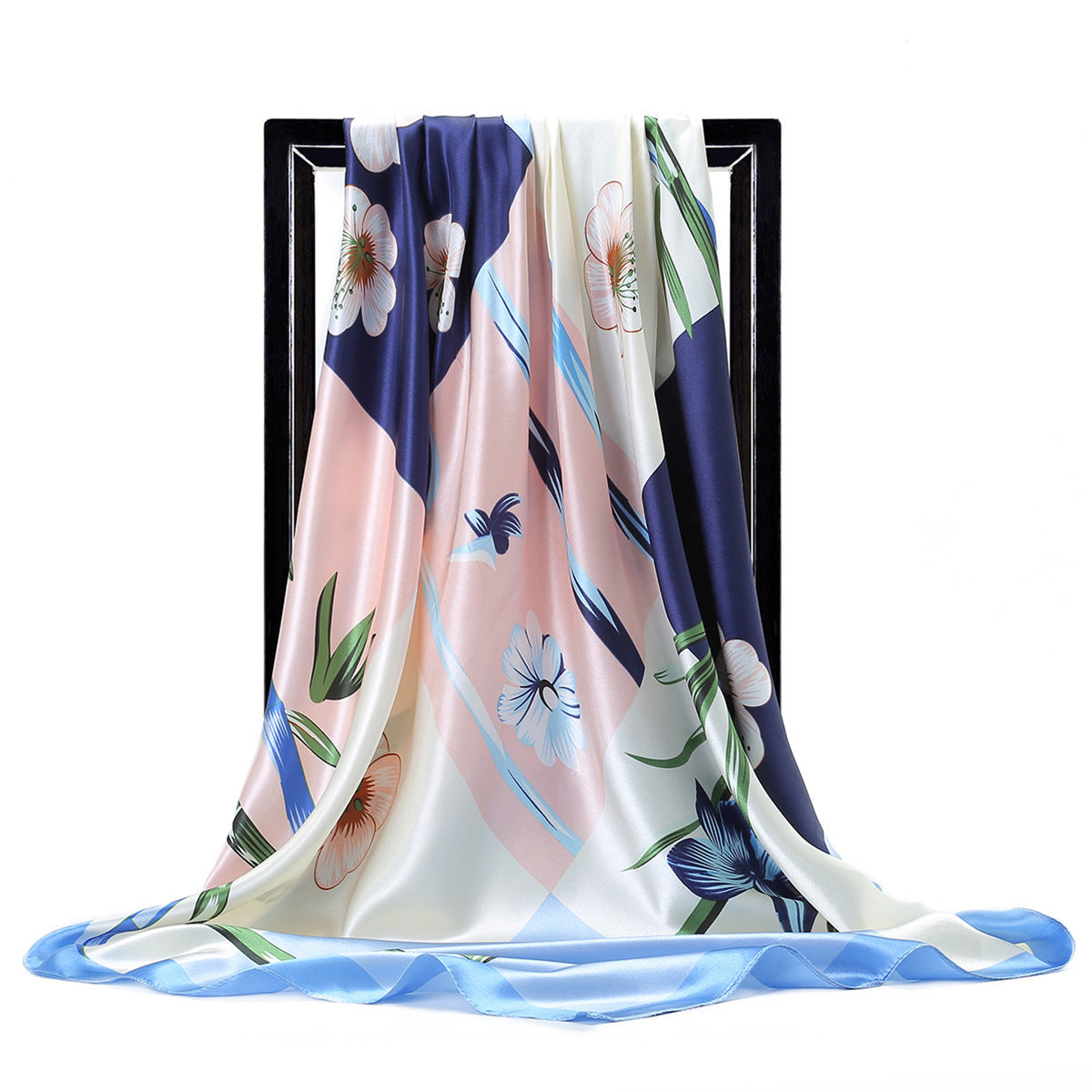 Retro Print Satin Square Scarf – Headscarf, 90 × 90 cm, 24 Designs
