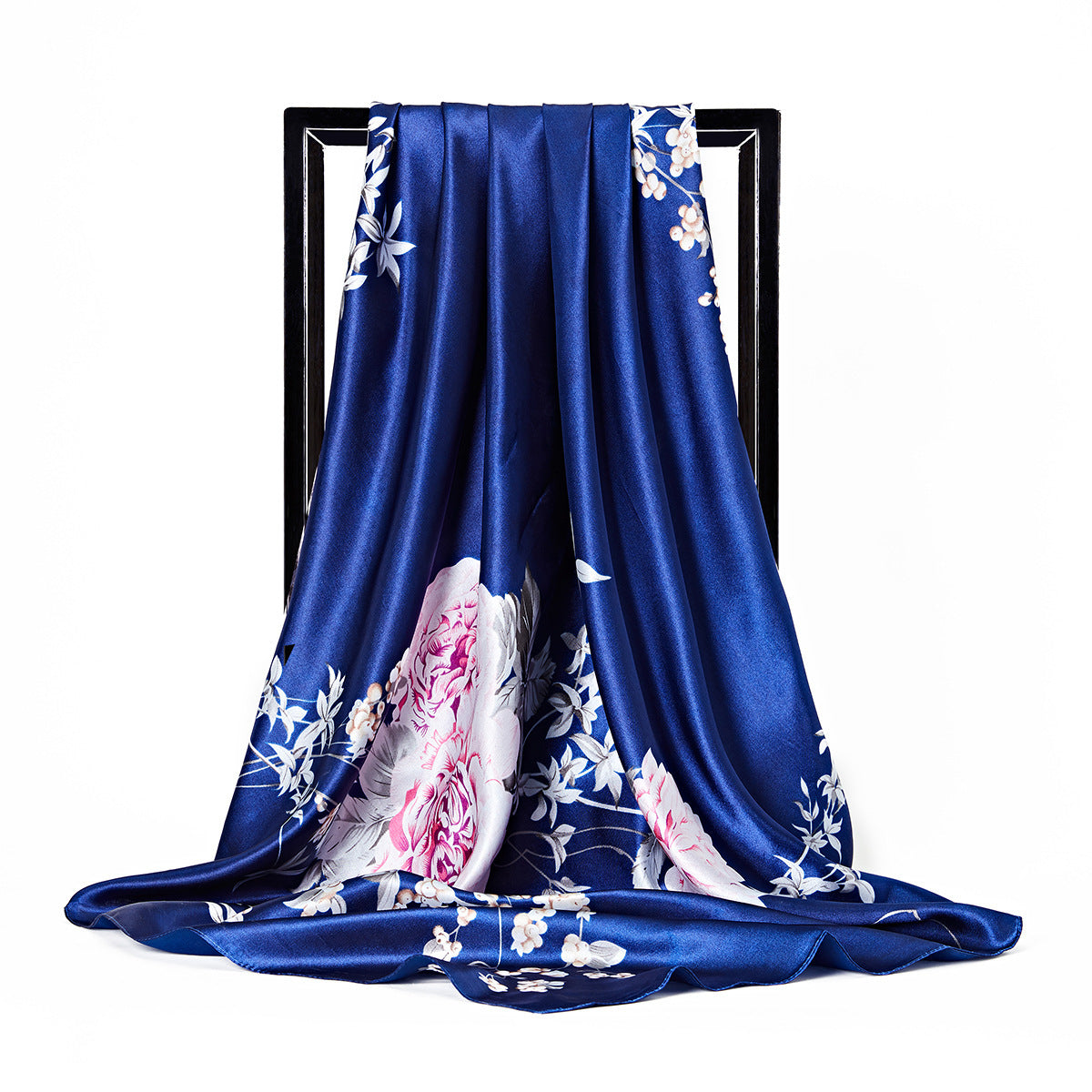 Retro Print Satin Square Scarf – Headscarf, 90 × 90 cm, 24 Designs