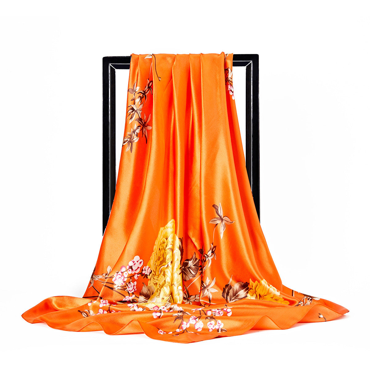 Retro Print Satin Square Scarf – Headscarf, 90 × 90 cm, 24 Designs
