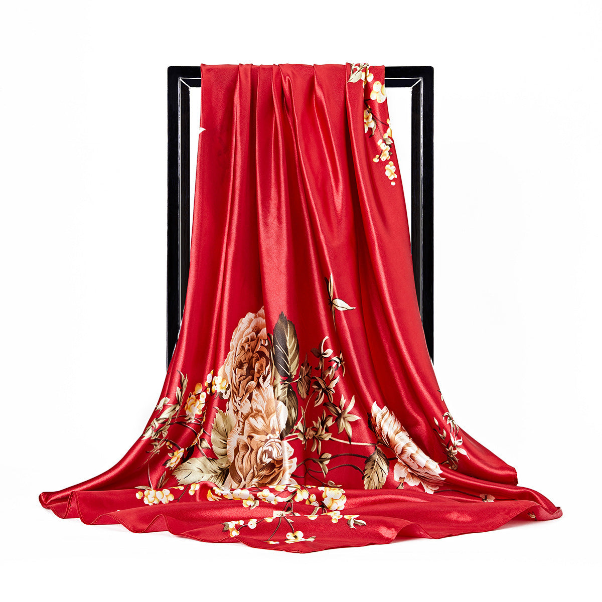 Retro Print Satin Square Scarf – Headscarf, 90 × 90 cm, 24 Designs