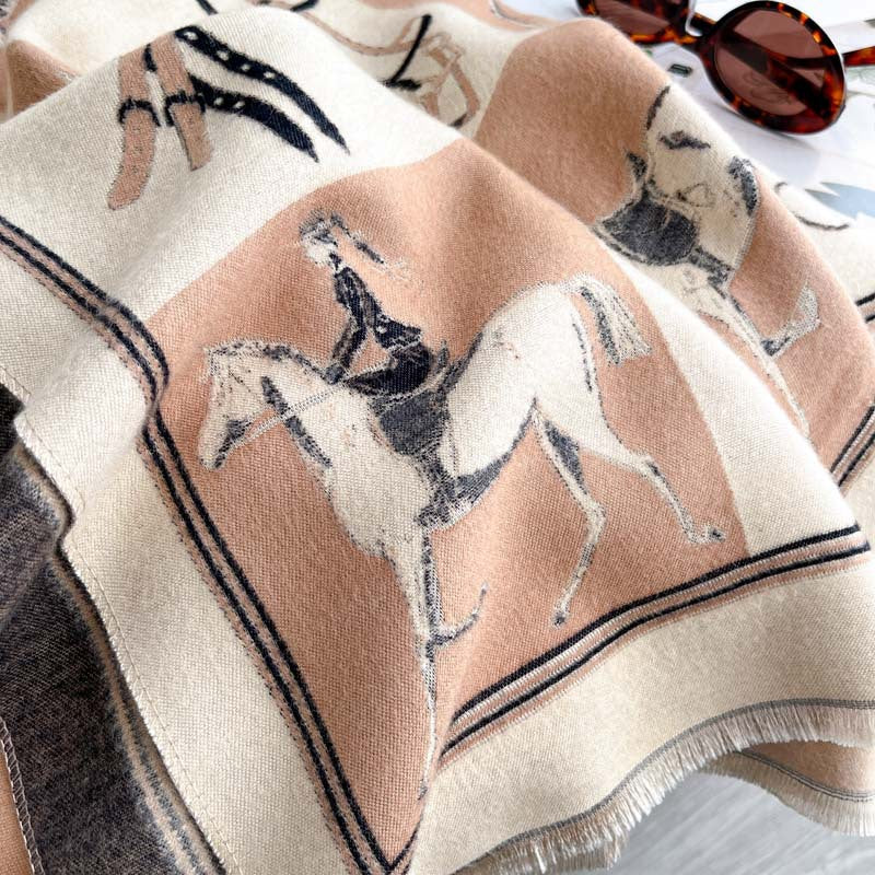 Tassel Fringe Double-Sided Scarf – Frayed Edge Wrap, 185 × 65 cm