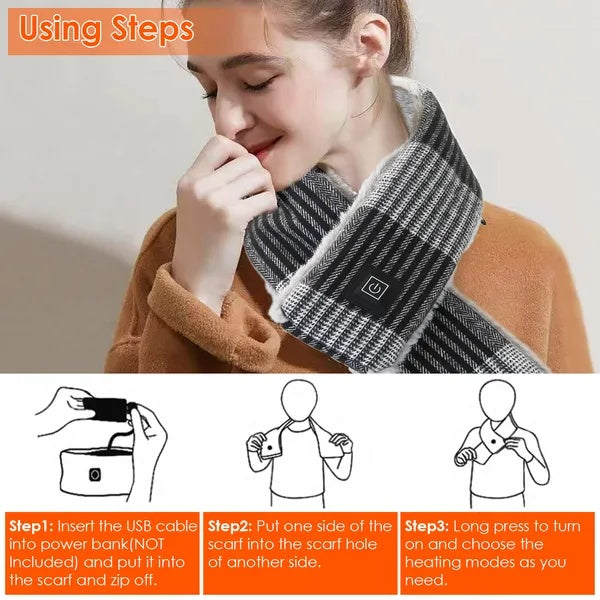 USB Heated Neck Wrap – 3 Heat Levels, Dark Grey, 83 cm