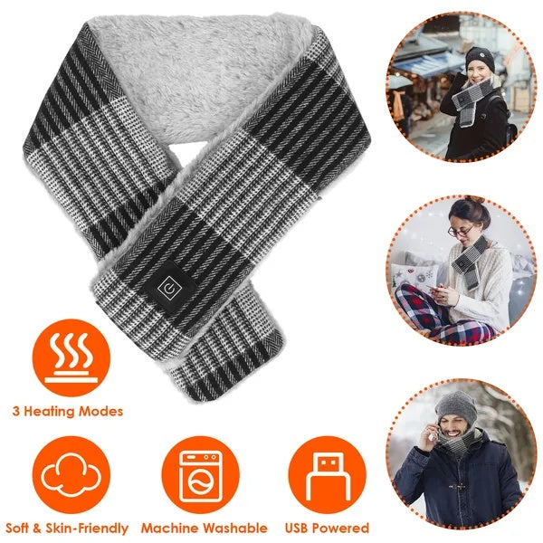 USB Heated Neck Wrap – 3 Heat Levels, Dark Grey, 83 cm