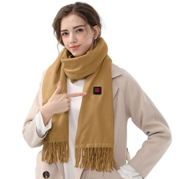 USB Heated Scarf with 3 Heat Settings – Brown, 30 × 200 cm